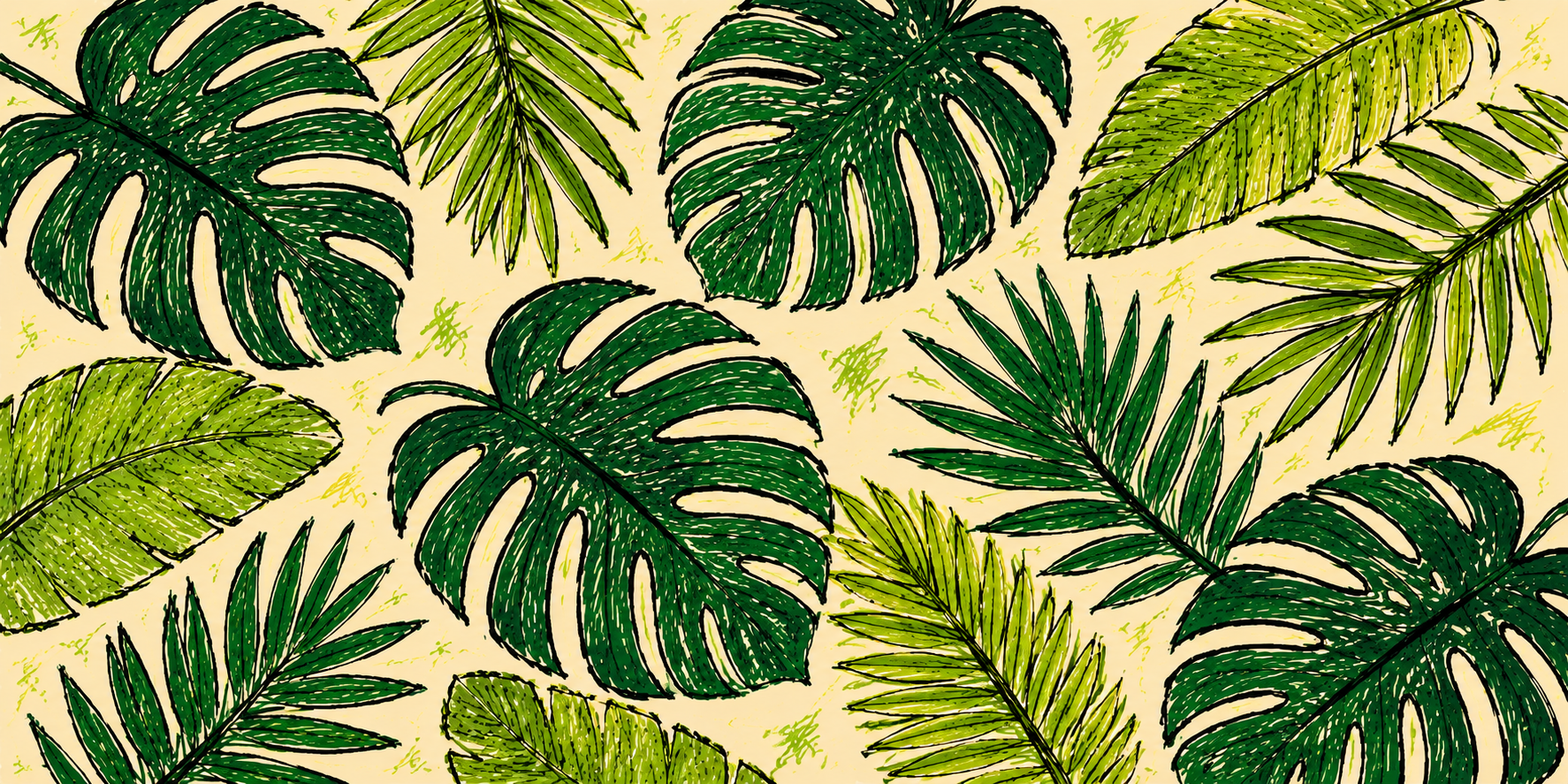 Dekorative Illustration mit grünen Blättern für Apps, Plattformen und direkte Wege